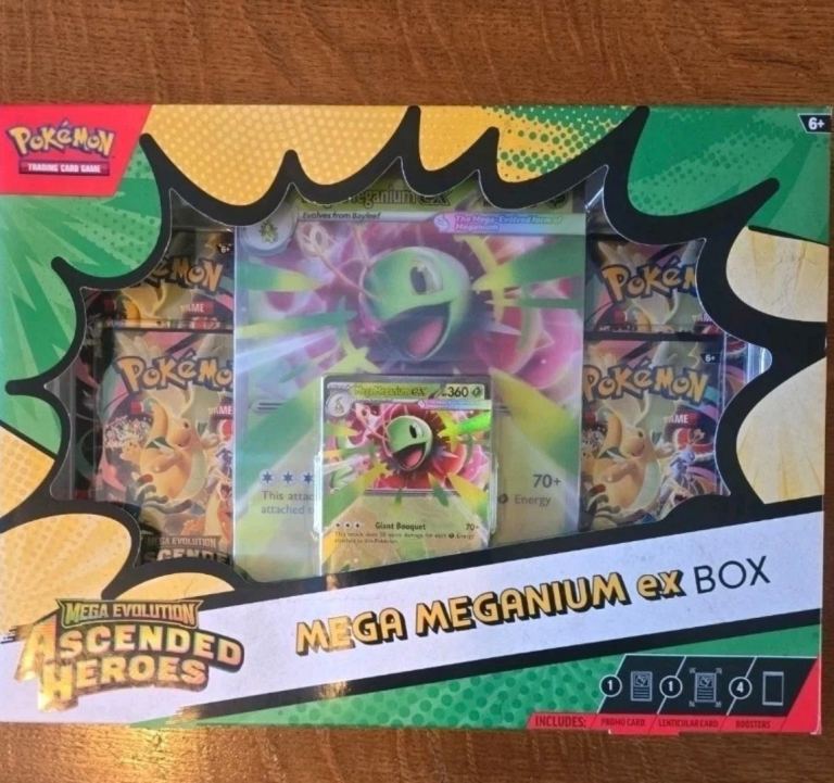 Pokémon TCG Ascended Heroes Mega Meganium EX Box And 2 pack blister