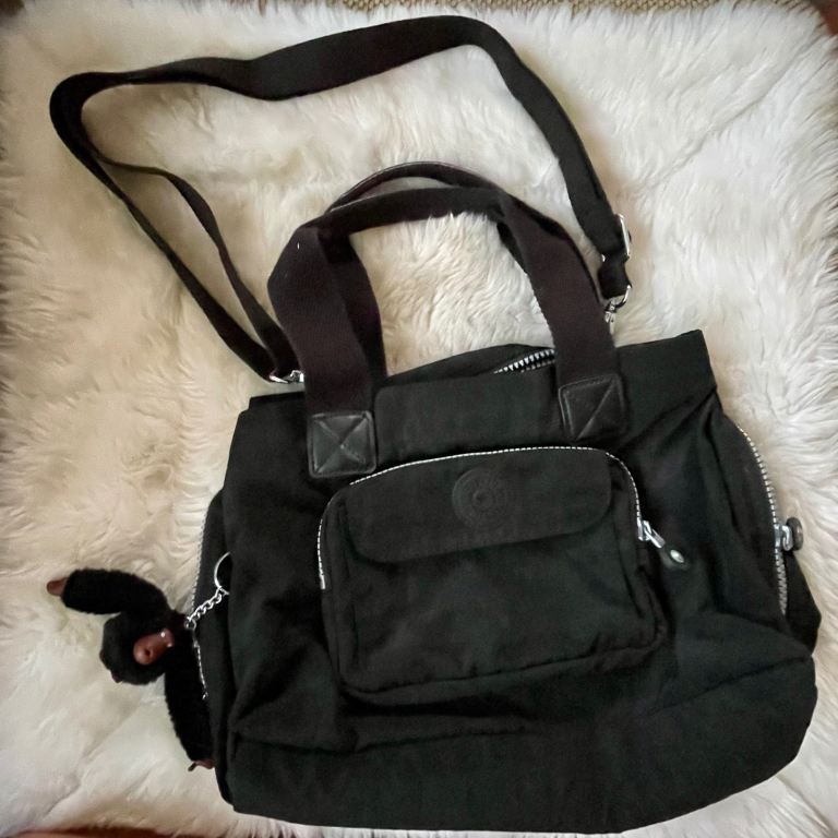 image for Lovely Black Kipling Cross Body Bag & Davina Monkey Keychain Weekender Holiday