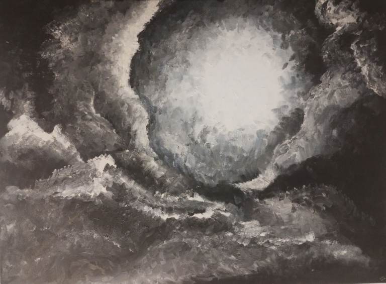 Large Original Oil painting of a storm– 1974
