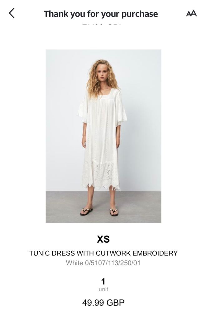 Zara Dress New Zara White Dress Zara summer dress Zara embroidered cutwork tunic size XS