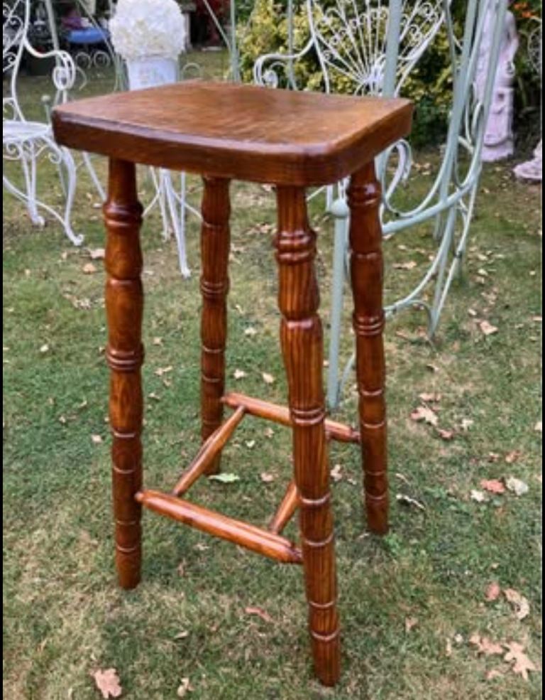 Elegant Vintage Wooden Bar Stool 76cm H