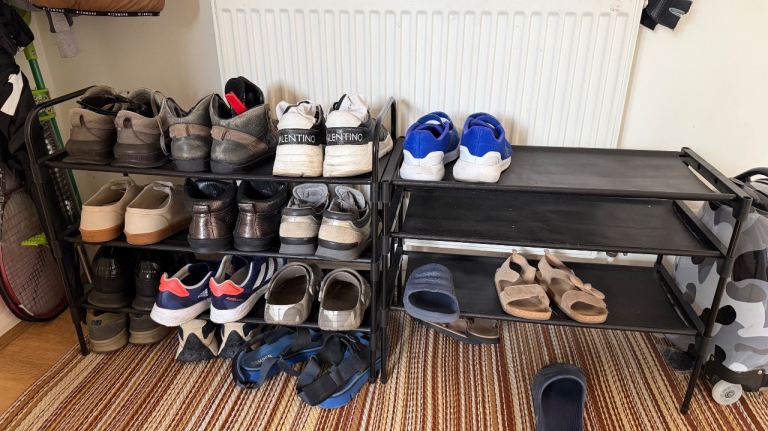 Black Metal Shoe Rack – Two Units, Good Condition
