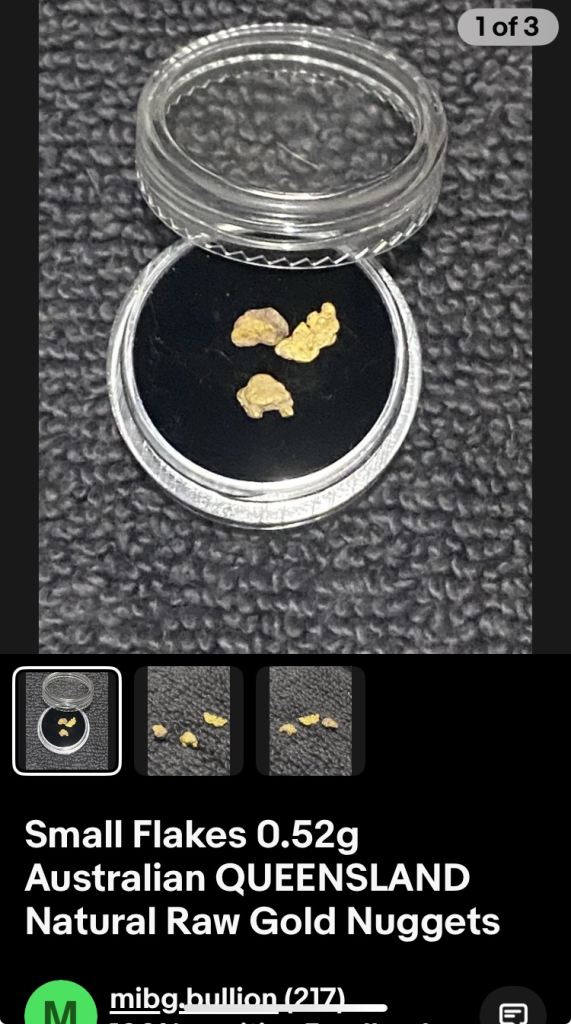 0.52g Australian raw Gold flakes 