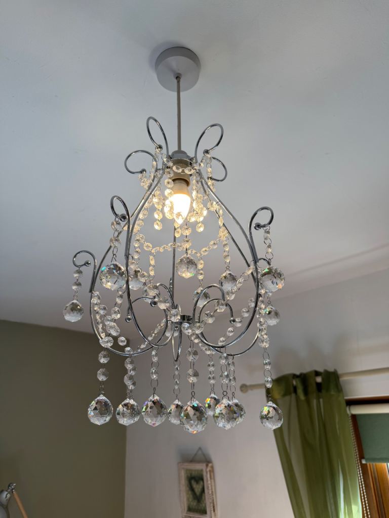 Crystal Glass and Silver Easy Fit Chandelier 