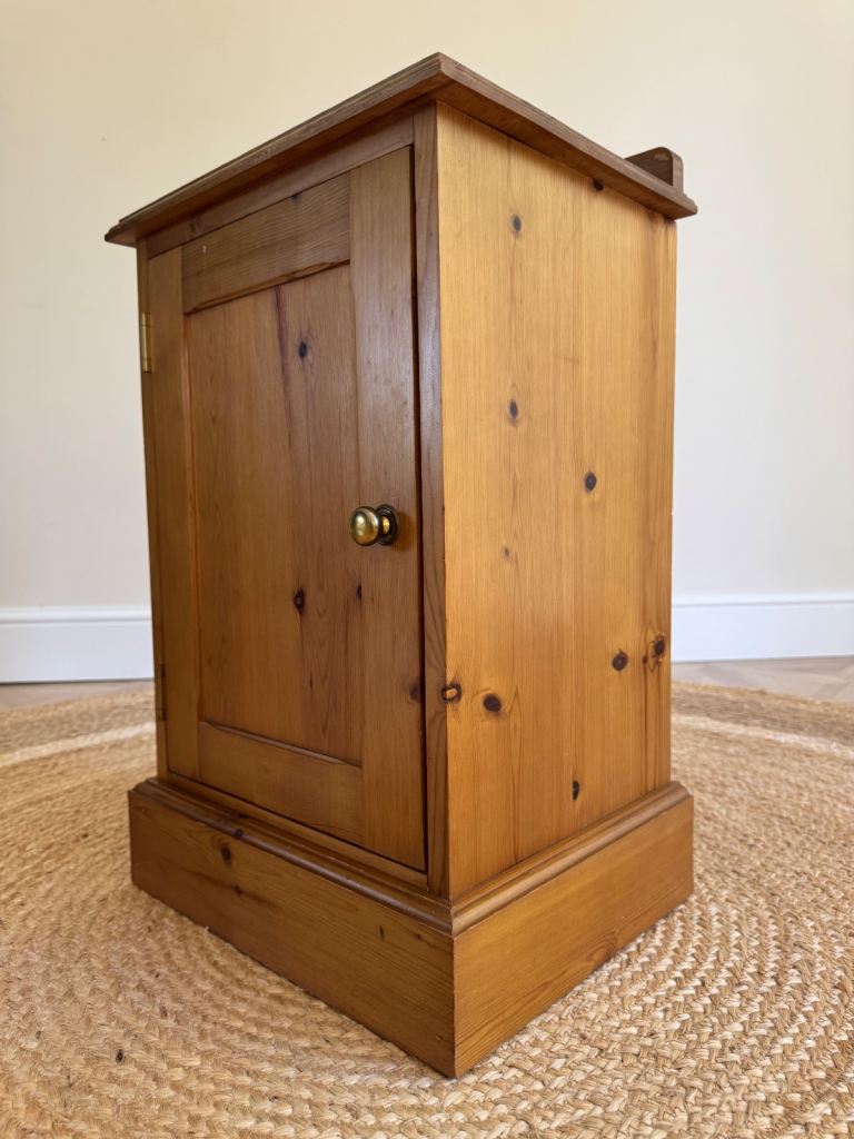 Vintage solid pine bedside cabinet cupboard 