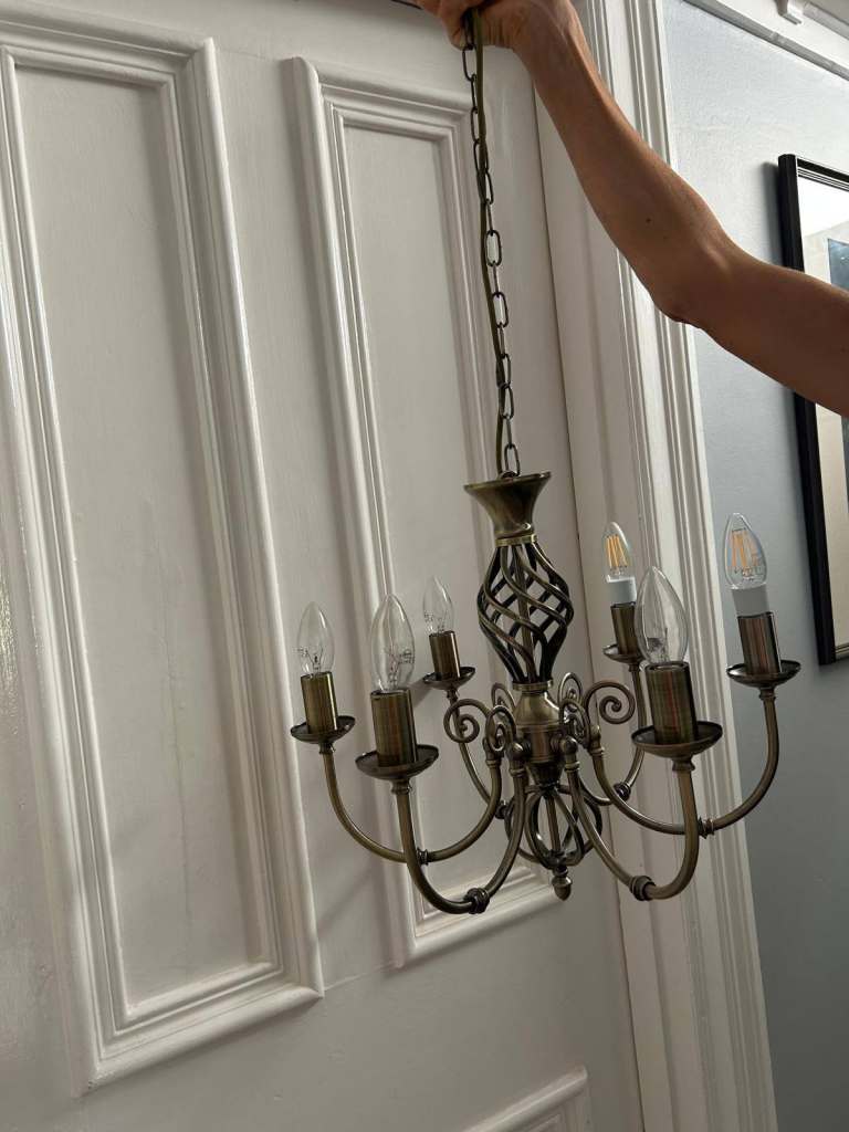 3 Brass Effect Chandeliers – 6-Arm Classic Design