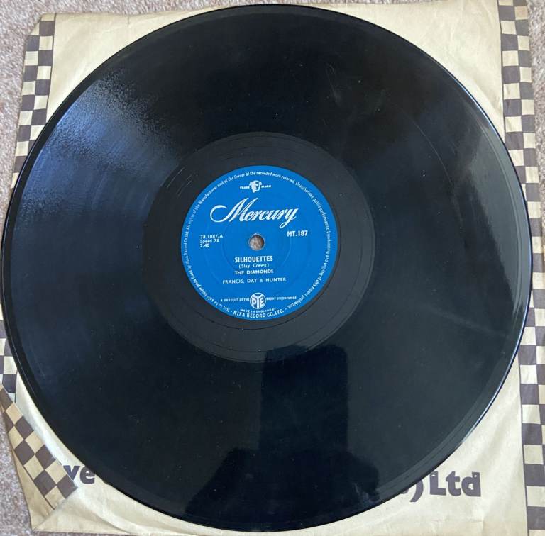 Mercury 78 RPM Vinyl Record - The Diamonds "Silhouettes" / "Honey Bird"