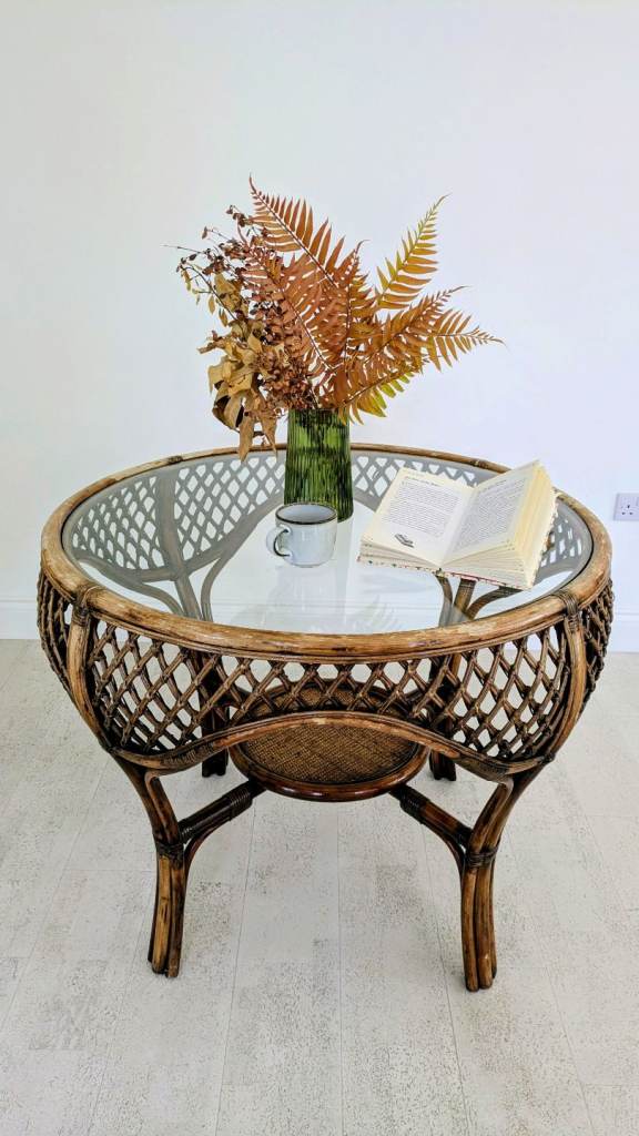 Lovely Rattan Coffee Table with Glass Top