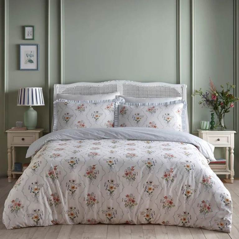 Floral Bouquet Duvet Cover Set Natural 100% Cotton