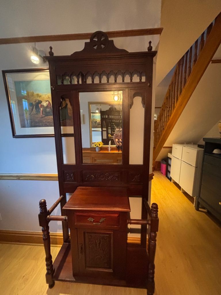 Stunning Solid Wood Hall Stand with Mirror and Storage