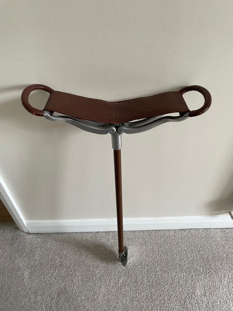 Vintage Tirion  Seatstick Shooting Stick with Leather Seat with label