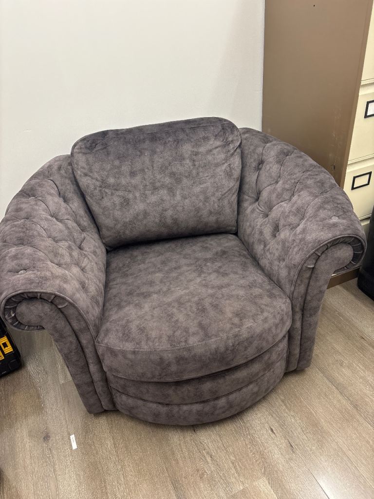 Grey Fabric Swivel Chair 