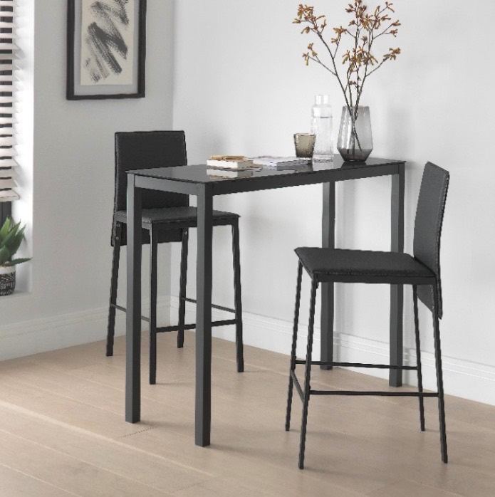 Black Bar Table and 2 Stools Set – Great Condition