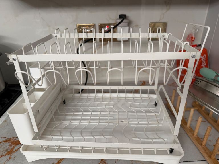 White Metal Dish Drainer Rack – Good Condition