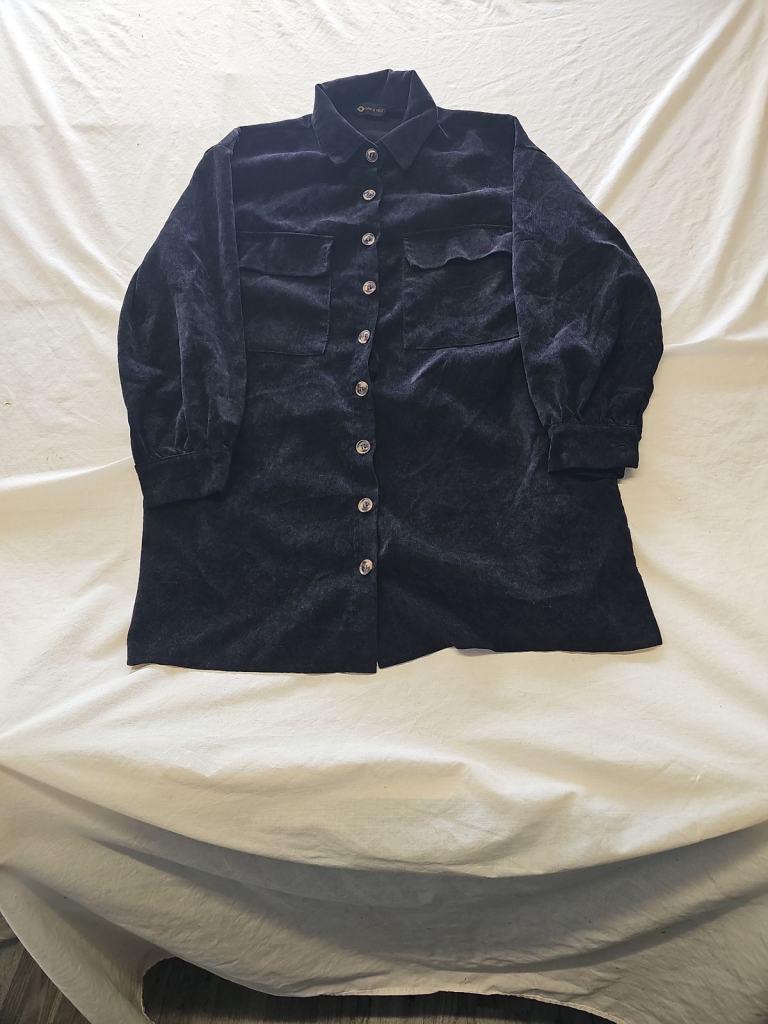 I Saw It First Black Corduroy Oversized Shirt Dress  407