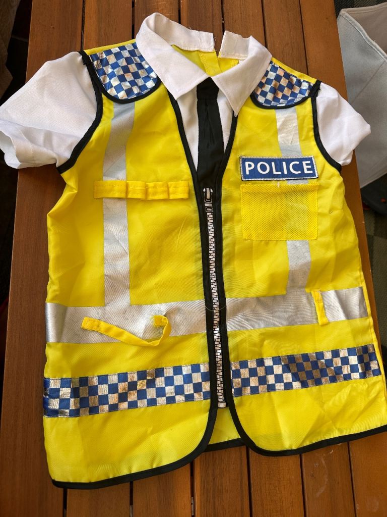 Kids Police Fancy Dress Costume – Yellow, Good Condition