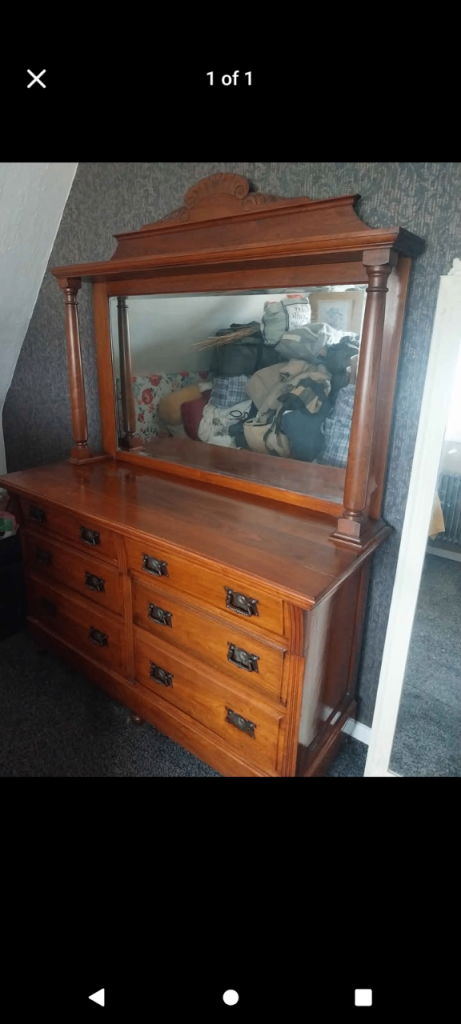 Antique sideboard with mirror