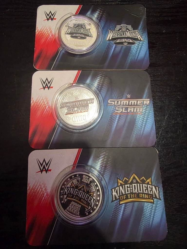 3 Silver Plated WWE Coins