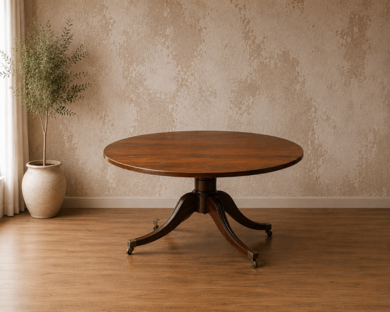 Large Antique Georgian Style Circular Dining Table on Castors 🚚