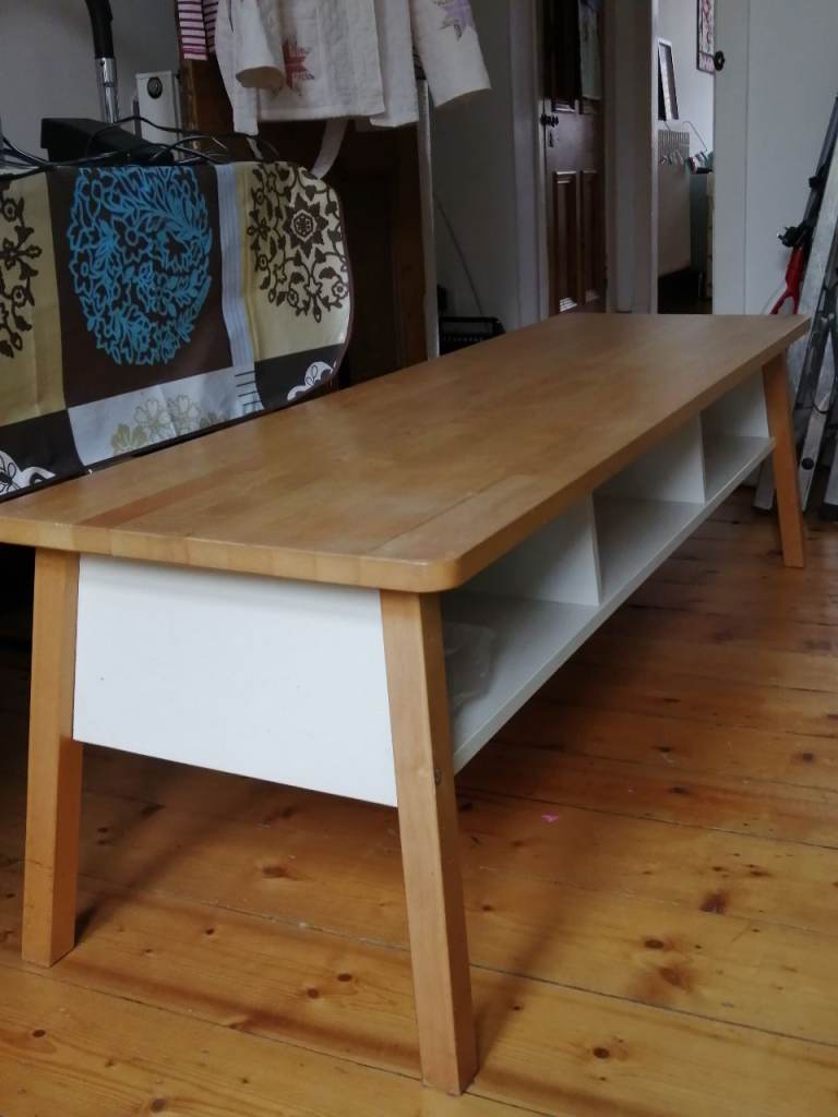 Ikea solid wood bench with storage 