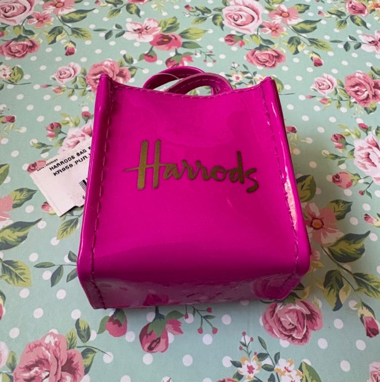 Harrods Mini Pink Patent Handbag Keyring – Brand New