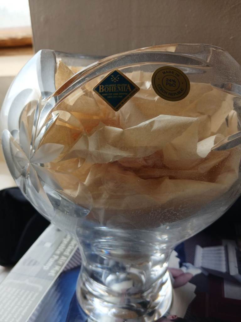 Lovely Bohemia Crystal Glass Vase or Bowl - Excellent Condition
