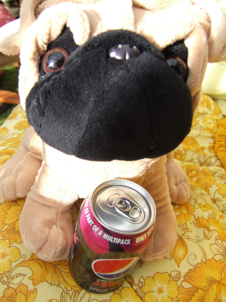 TOY PUG PUP,  SOFT PLUSH TOY DOG. 20cms Tall.