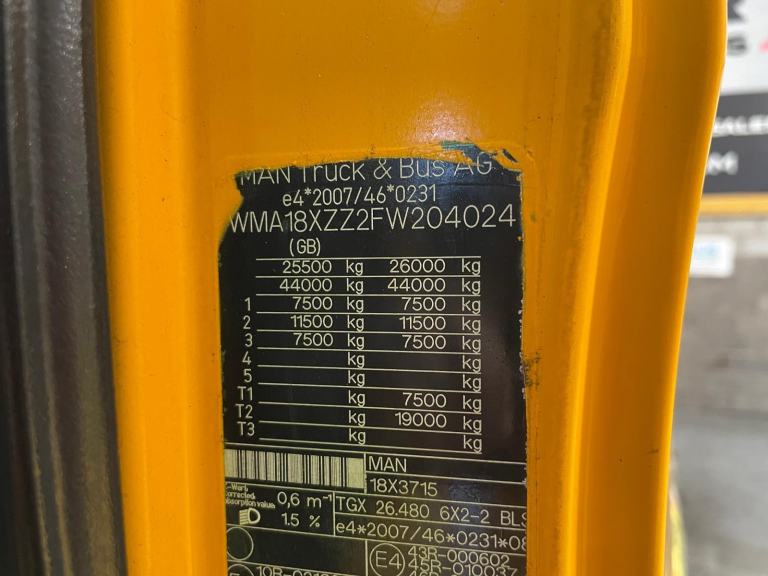 MAN TGX 26.480 *EURO 6* XLX 6X2 TAG AXLE TRACTOR UNIT - 2014 - L12 WMH