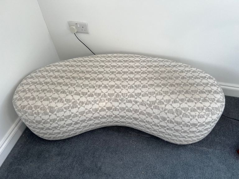 Modern Grey Patterned Bean curved Sofa – Good Condition