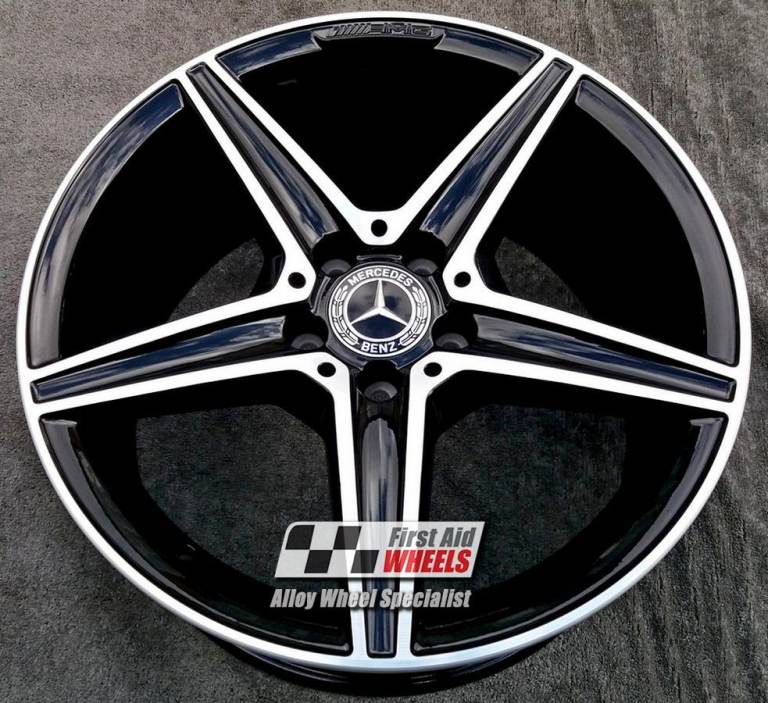 R355DCB Swap MERCEDES C CLASS 4x 18'' GENUINE AMG GLOSS BLACK DIAMOND CUT ALLOY WHEELS