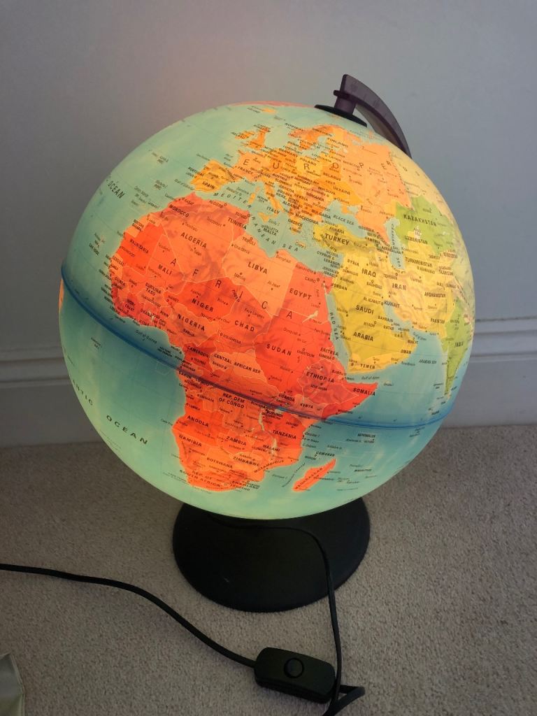 Illuminated globe lit up world 