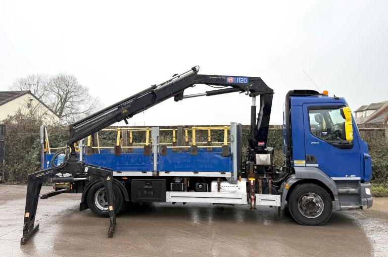 2018 DAF LF55.260 HMF 1120 GRAB CRANE DROPSIDE TIPPER MANUAL 114,000 MILE EURO-6