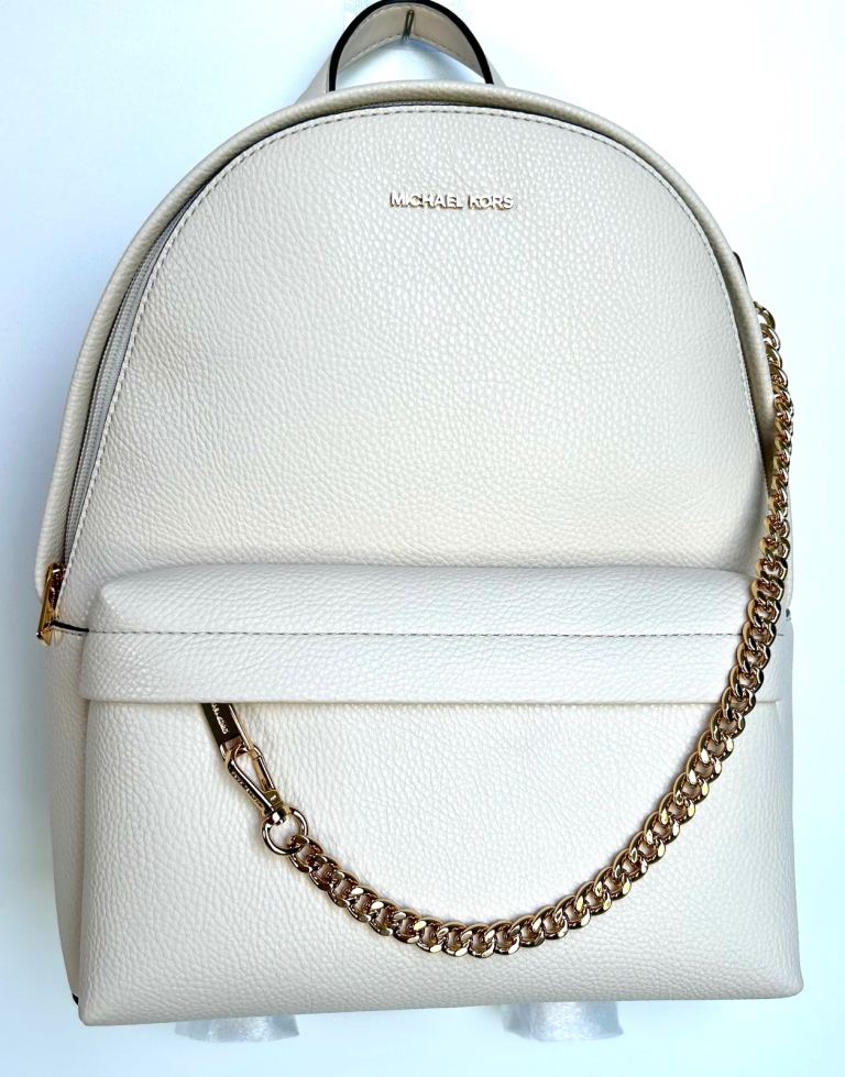 Michael Kors Cream Leather Backpack with Gold Chain – New With Tags