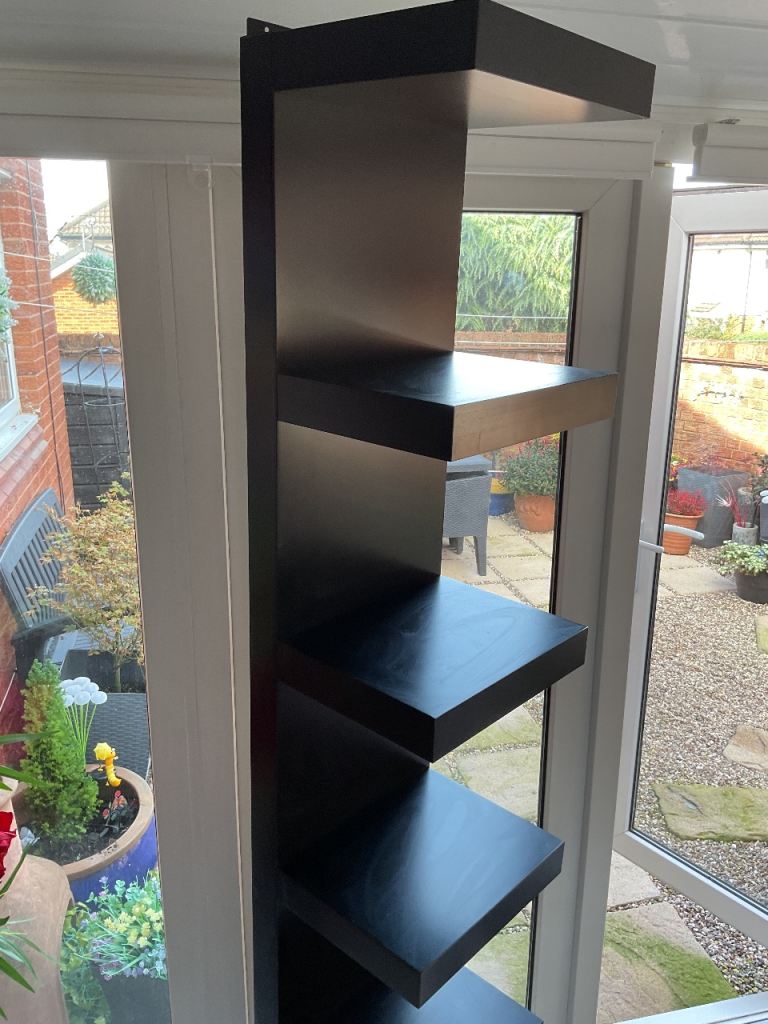 Lack wall shelf unit, black brown , 30 x 190
