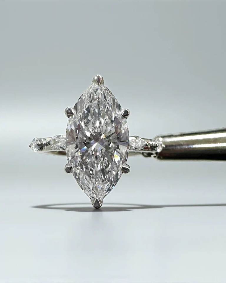 Stunning 3ct Spaced Band Marquise Engagement Ring Diamond
