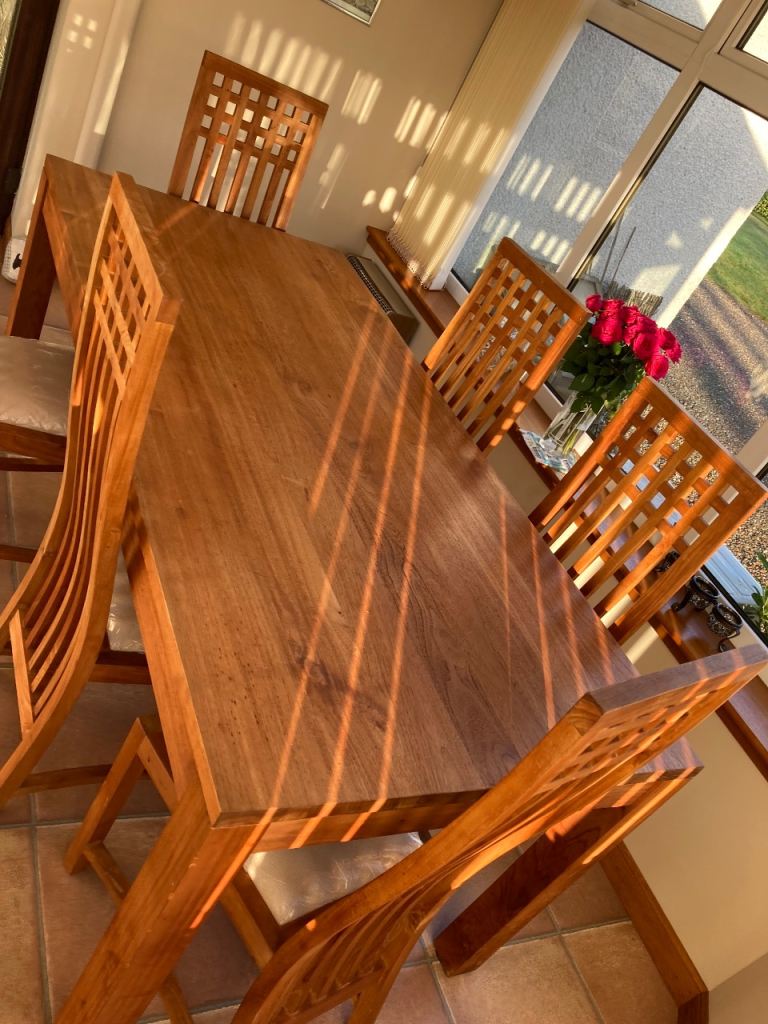 image for Large dining table & 6 chairs