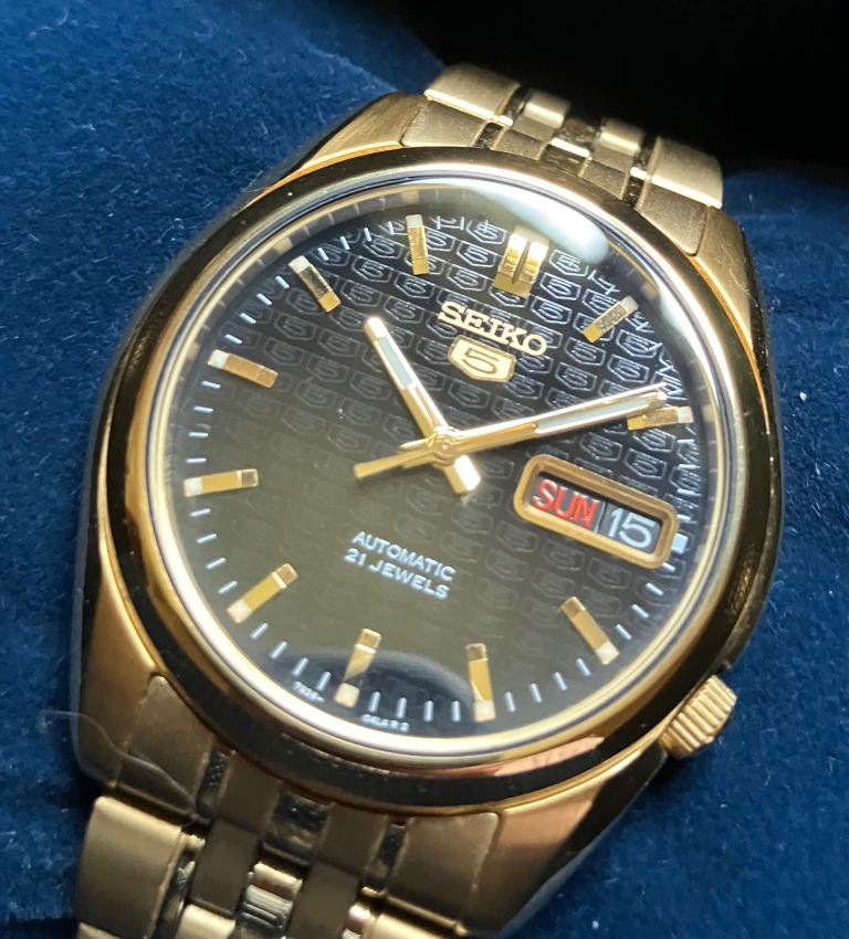 Seiko 5 Automatic Gold Tone Men's Watch - Excellent Condition