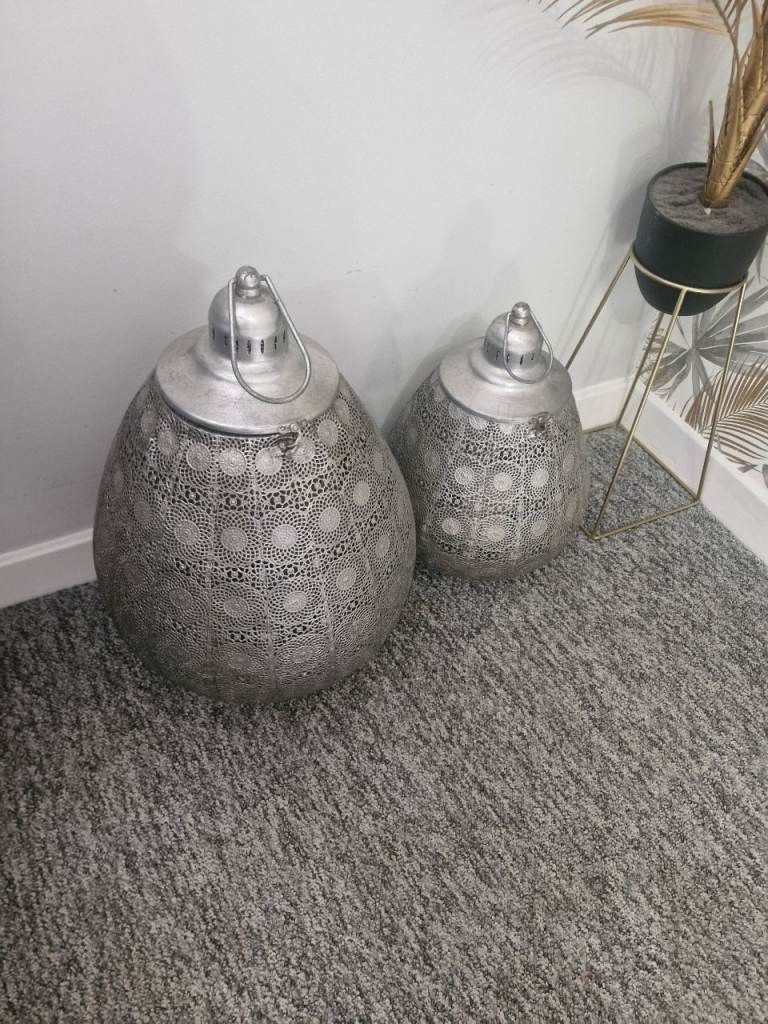 Living Room Bundle: Large Silver Metal Mirror, Clock & Candle Holders