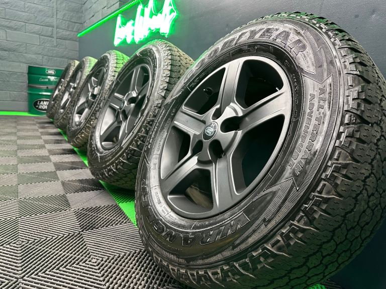 New Defender 90 / 110 L663 18” 5094 Satin Grey Alloy Wheels X5 & Goodyear Wrangler AT’s!