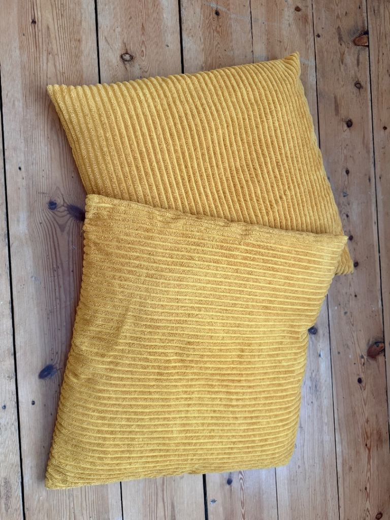2 x Yellow Corduroy Cushions