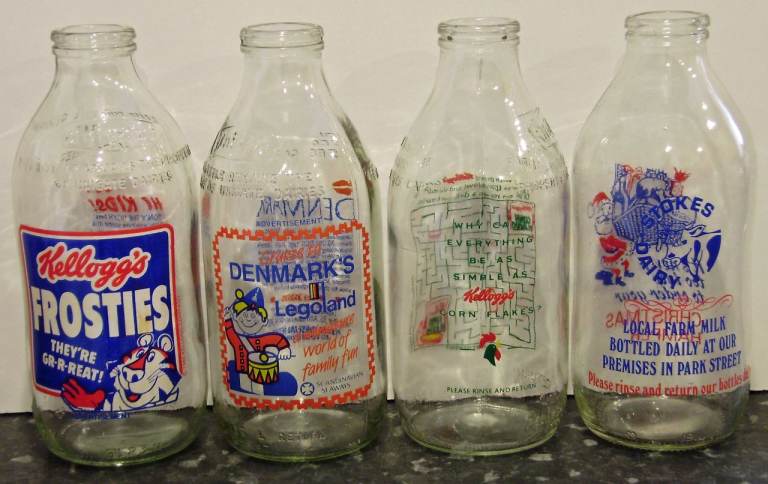 Vintage advertising Milk Bottles 1980's x 4 M2