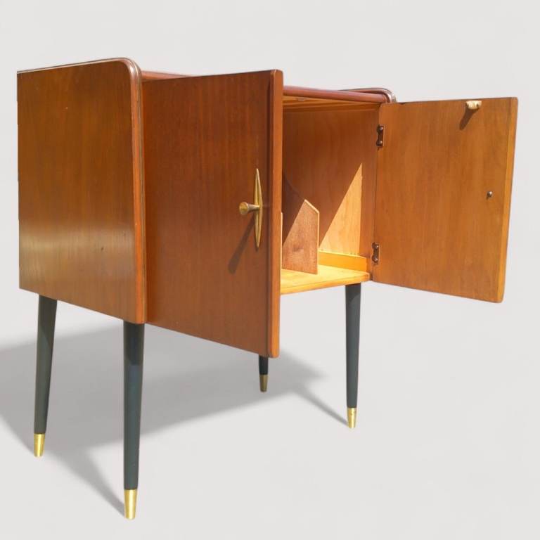 Mid Century Record Cabinet, 1950s Vintage, Atomic Dansette Legs