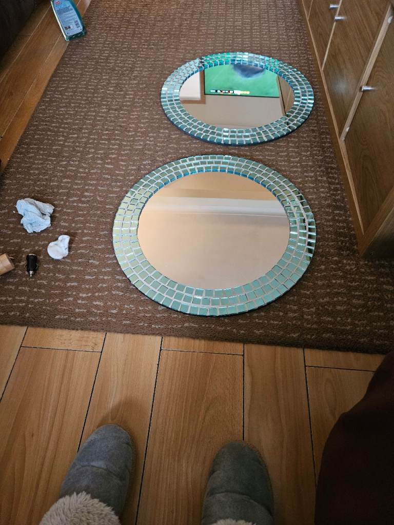 2 round mosiaic mirrors 