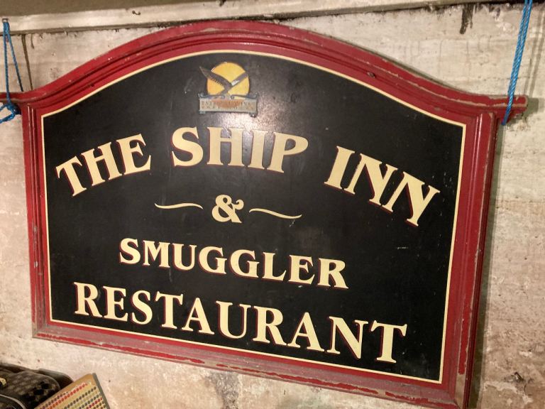 Vintage 'The Ship Inn & Smuggler Restaurant' Wooden Sign