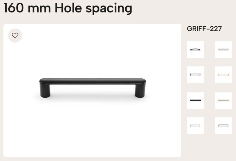 Nolte Matt Black Kitchen Cabinet Handles – 160mm Hole Spacing (Pack of 22)