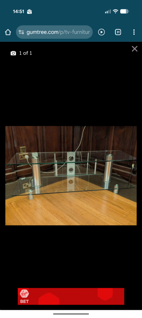 Glass tv stand. 1500mm