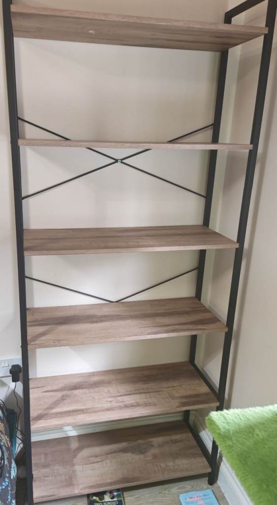 Industrial Style Bookshelf with 5 Shelves – Good Condition