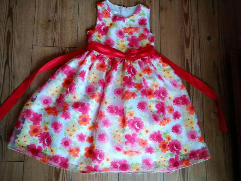 Girls American Princess Floral Party Dress Size 7 Years