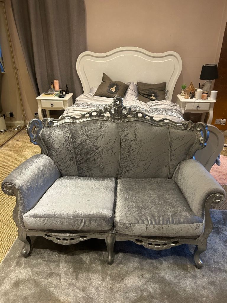 Crushed velvet vintage sofa 