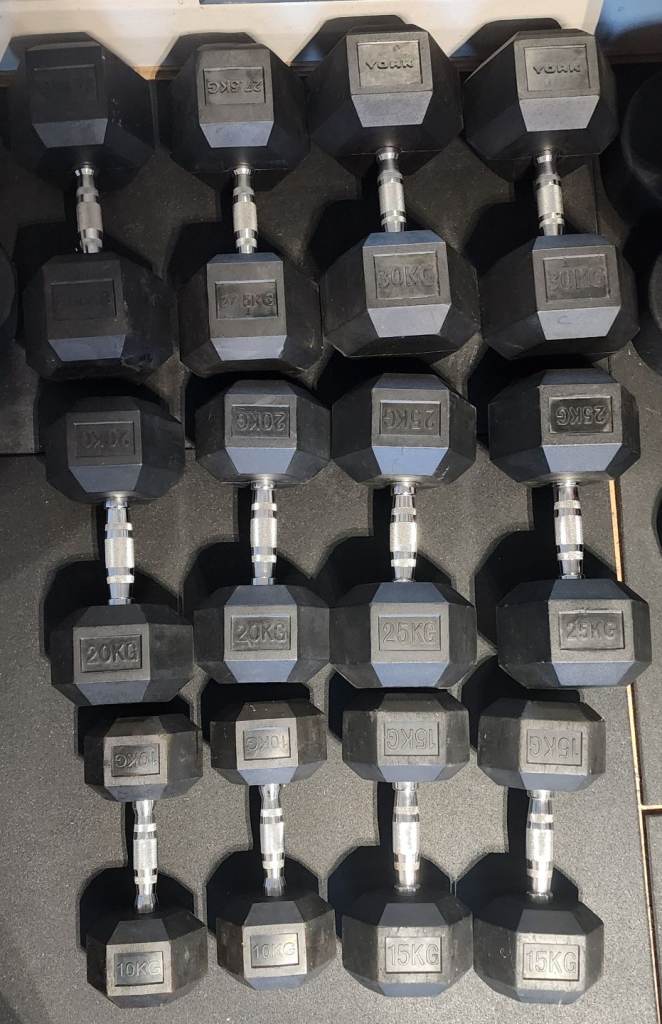 Immaculate hex rubber dumbbells set 10kg to 30kg 